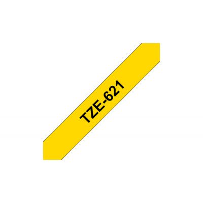 Adhesive tape Brother TZE-621 yellow, black text, width 9mm
