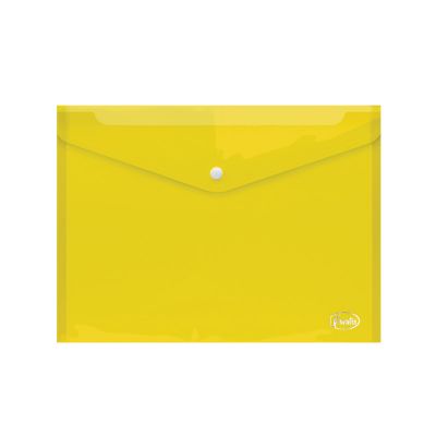 Envelope plastic A4 FOROFIS w/button, transparent yellow