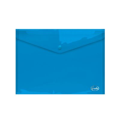 Envelope plastic A4 FOROFIS w/button, blue