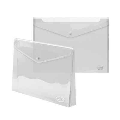 Envelope plastic A4 FOROFIS w/button, expandable, clear