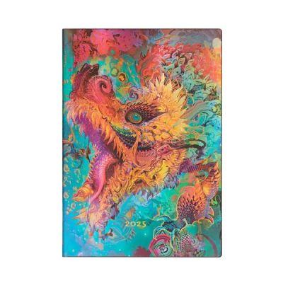 Raamatkalender 2025 Paperblanks Humming Dragon Midi Flexis nädal horisontaalne
