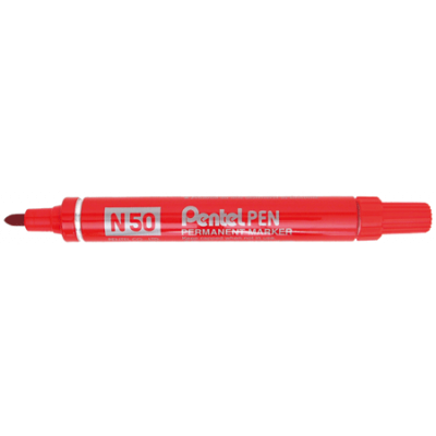 Marker Pentel N50 punane, ümar ots, 4,3mm, metallkorpusega,veekindel