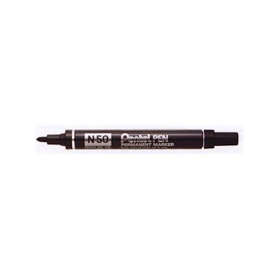 Marker Pentel N50 must, ümar ots, 4,3mm, metallkorpusega,veekindel