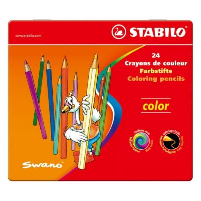 Värvipliiats Stabilo Swano metallkarbis, 24 värvi