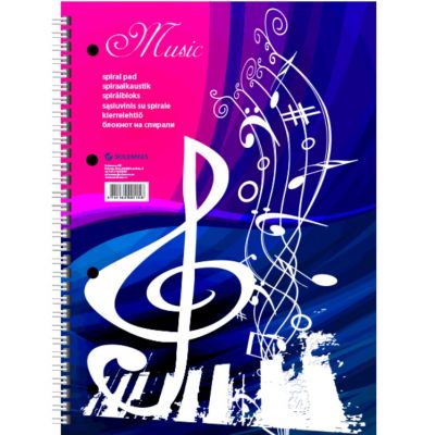 Exercise book A4 for sheet music, 50 sheets, pre-perforated and punched pages