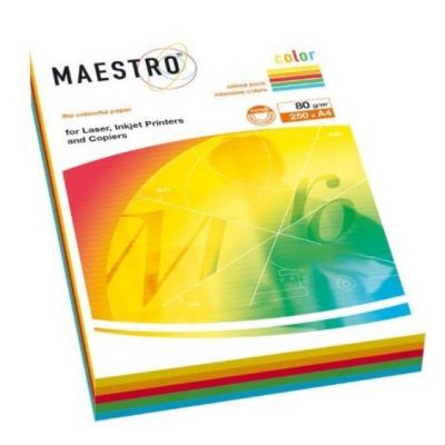 Värviline paber Maestro Color, kirkad 5*50lehte 80g A4