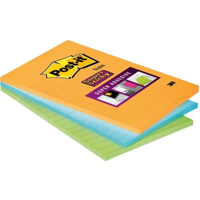 Notepad self-adhesive Post-it Super Sticky 4645 rainbow line, 3x45 sheets / pack, 102x152mm