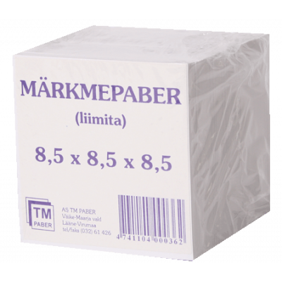 Märkmepaber 85x85x85 mm valge liimita