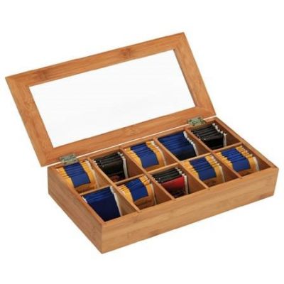 Tea box KESPER with 10 compartments (36 x 20 x 9 cm), bamboo