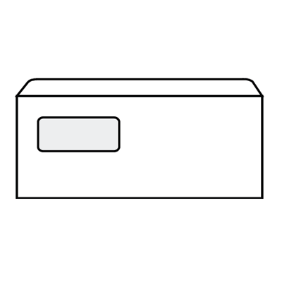Envelope self-adhesive, grey inner print E65 with a window 30x90mm 1000pcs./box