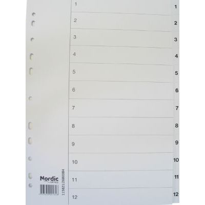 Index sheets A4 1-12 plastic Nordic Office