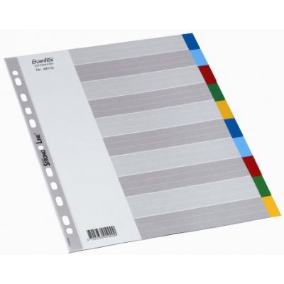 Registrilehed 10 osaline A4 Maxi, värviline plast, Elba (laius 245mm)