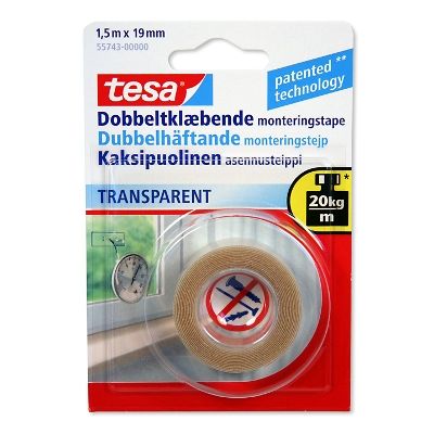 Double sided tape Tesa transparent 1,5mx19mm