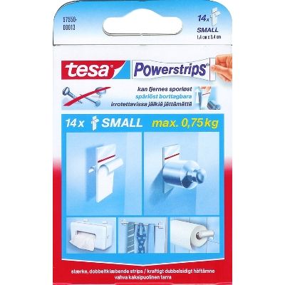 Kahepoolne teip Tesa POWER-STRIPS SMALL 14 tk