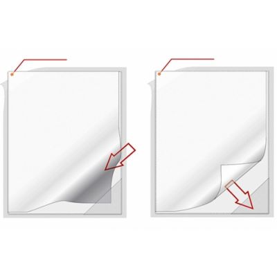 Self-adhesive film pocket, A5 with corner and flap, PVC, removable Prolexplast