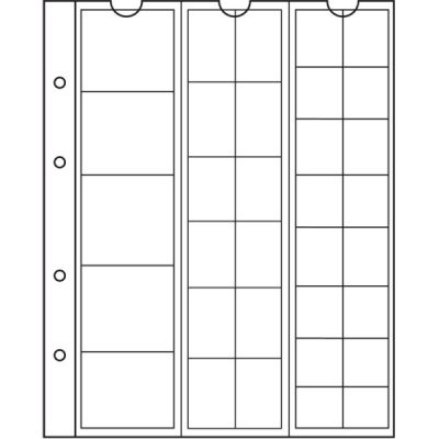 Tab for coins 5x d34,12x d25,16x d17mm NUMIS MIX 323010, 5 sheets per pack, white background, Leuchtturm