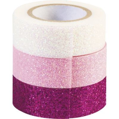 Glitter Tapes each roll 15 mm x 3 m pink, rose, white