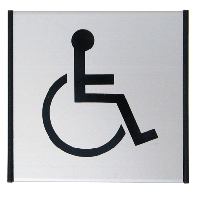 Indicative label 1.23 FOR THE DISABLED - 93x93mm / anode. alum.