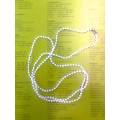 Card holder white plastic necklace, 80cm