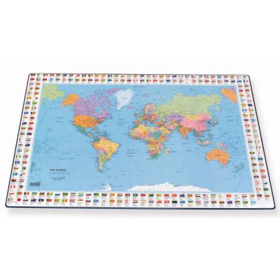 4150-01  DESK MAT WITH WORLD MAP, BLU