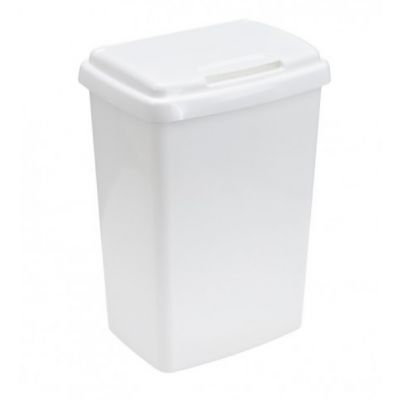 Trash can 50l, plastic / with white lid, H-66cm