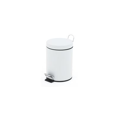 Trash can with pedal 3L / plastic content / WIT white color, K-27cm, D-16.7cm