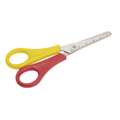 Kids - Children scissors "left-handed" round, 2-coloured handle, cm graduation, 5 inch = 13 cm