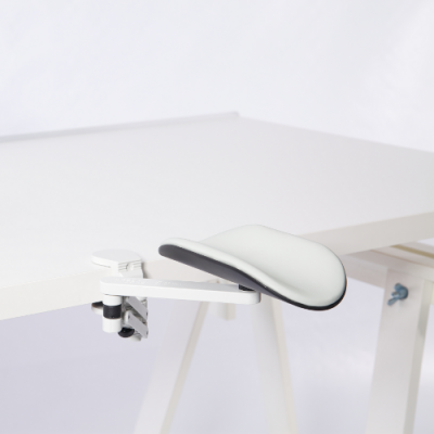 Armrest ErgoRest 330, long armrest, white hinge / gray support, table mount 15-43mm
