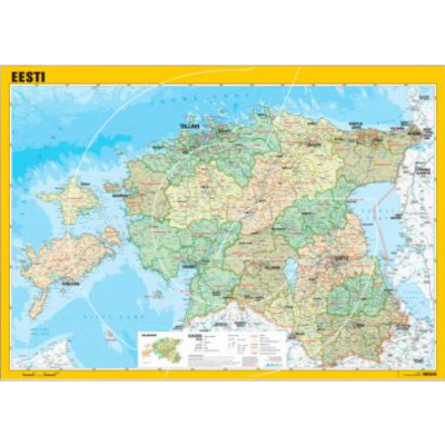 Wall map laminated - Estonian administrative division1: 400,000, 990x700mm