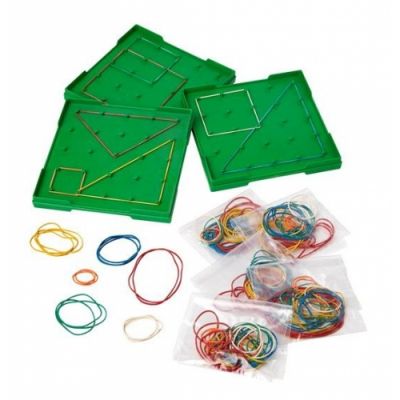 LINEX SET OF 6 GEOBOARDS, RUBBER BANDS, 15X15CM