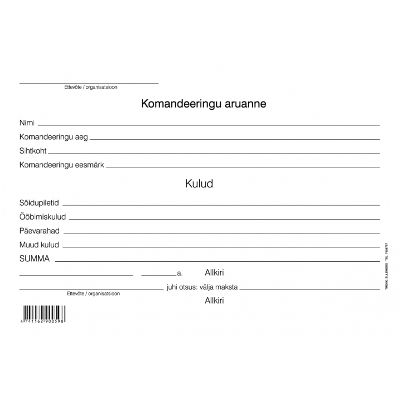 Form "Komandeeringu aruanne A5", horizontal, 100sh