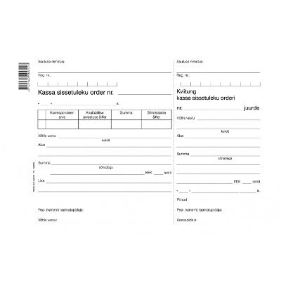 Form "Kassa sissetuleku order A5", horizontal, 100sh