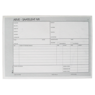 Form "Arve-saateleht A5" horizontal, carbon paper, 100sh CFB