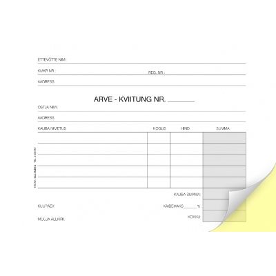 Form "Arve-Kviitung A6" horizontal, 2x50sh carbon paper