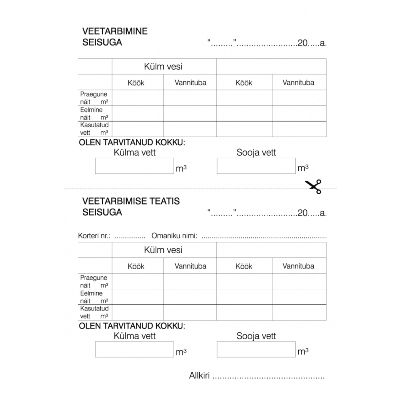 Veetarbimise raamat A6 (24lehte)