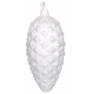 Christmas decoration on a spruce, 11cm, spruce cone, white shiny glass