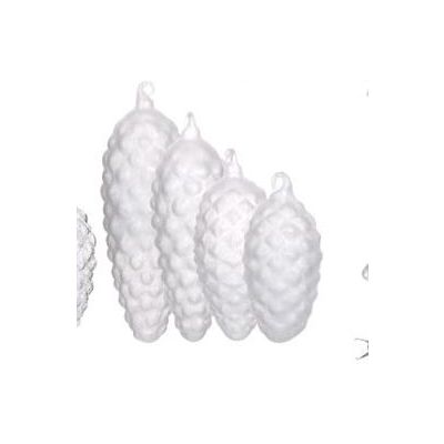 Christmas decoration on spruce, 9cm, spruce cone, white frosted glass