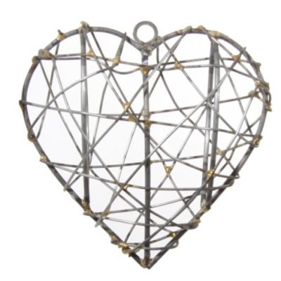 Christmas decoration on a spruce, 8.5 cm, heart made of gold mesh