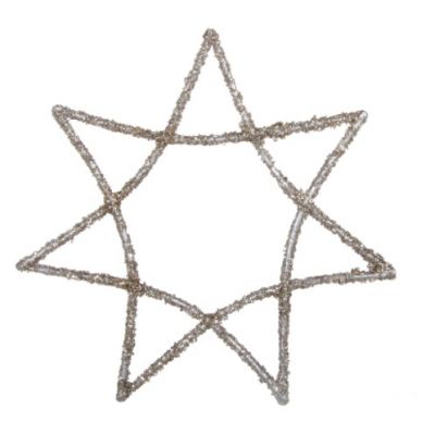 Christmas decoration on a spruce, 10cm, open star, shiny silver