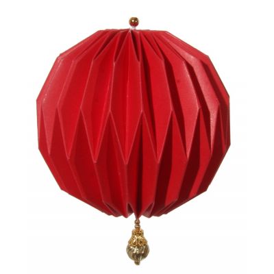 Christmas decoration hanging, 9cm round paper lantern, red