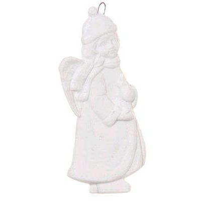 Christmas decoration on a spruce, 8cm, angel made of porcelain, white