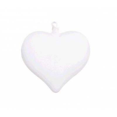 Christmas decoration hanging, 8cm, heart made of glass, matte white