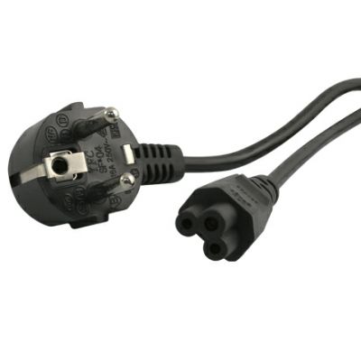 Goobay Power supply cord (CEE/7/7 to mickey), angled 68004 1.8 m, Black. Safety plug (type F, CEE 7/7) 90° > Device socket C5