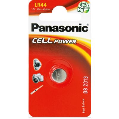 Battery Panasonic LR44 A76 V13GA, 1 battery, (diam 11.6mm x 5.4mm, 1.5V)