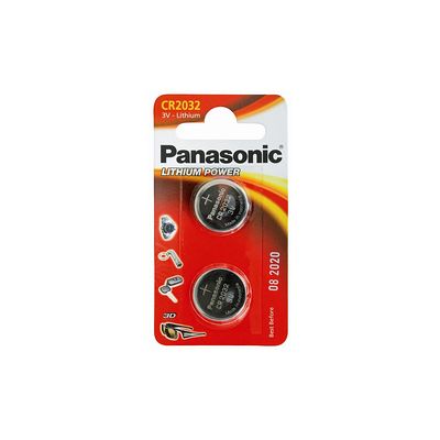 Patareid Panasonic CR2032/2B, 2 patareid, 3V Lithium  220mAh diam 20mm h 3,2mm