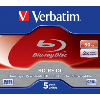 BD-RE Verbatim 50GB 2x, Jewel, Blu-ray Dual-Layer, rewritable, 1 blank in standard packaging