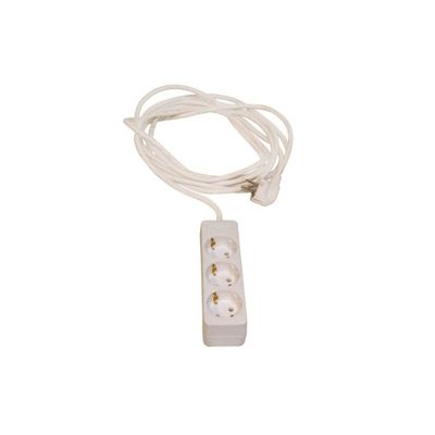 Extension cord 1.5 meters 3 sockets, WHITE, earthed