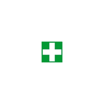 Safety - label First aid - white cross on a green background 10x10cm sticker