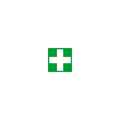 Safety - label First aid - white cross on a green background 15x15cm sticker