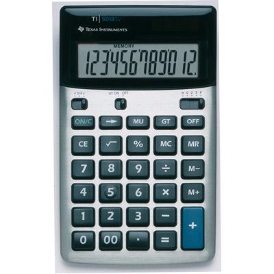 Lauakalkulaator TI-5018SV 12-kohaline, päikese- ja tavapatarei, mälu, GT, MarkUp